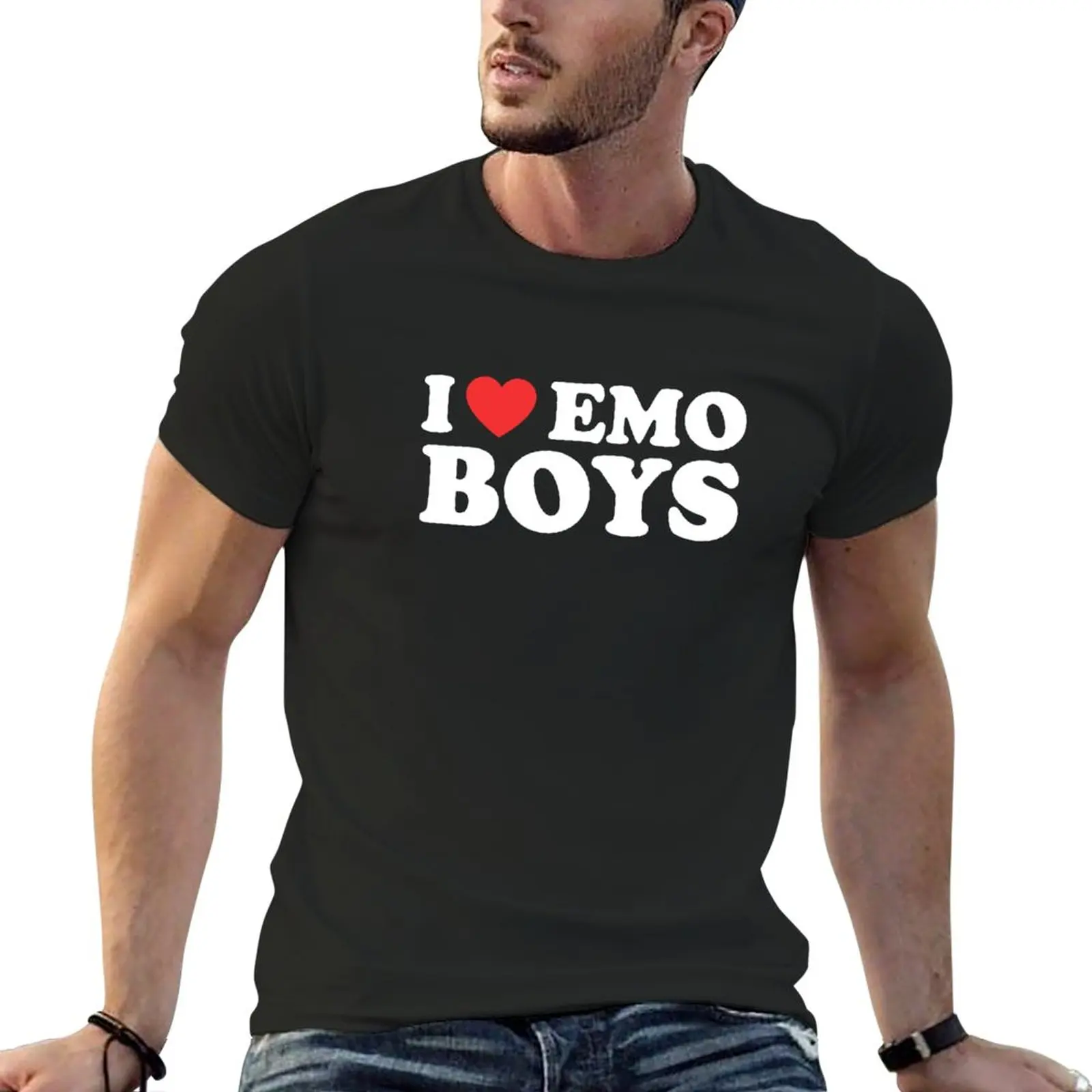 

New I heart emo boys emo girls Egirl Eboy T-Shirt T-shirt short black t shirt Men's clothing
