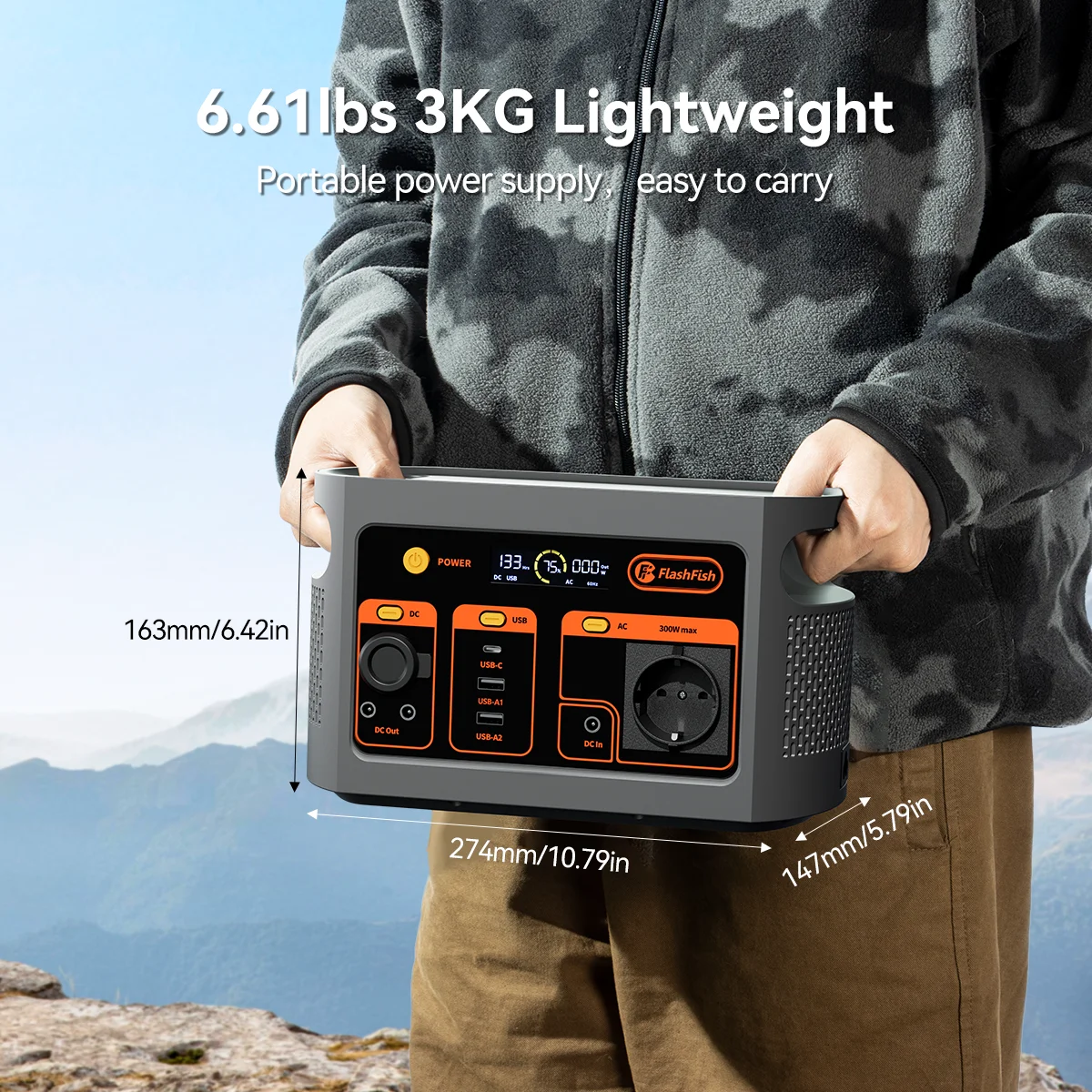FlashFish 300W Tragbare Powerstation Solargenerator 179,2WH LiFePO4-Akku für Zuhause, Outdoor, Camping, Notfälle, Mobile Stromversorgung – Detail 14