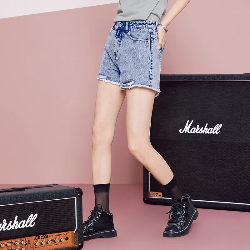 Semir Denim Jeans Women Distressed Denim Shorts With Frayed Hem Summer New Vintage And Loose-Fitting Short Pants