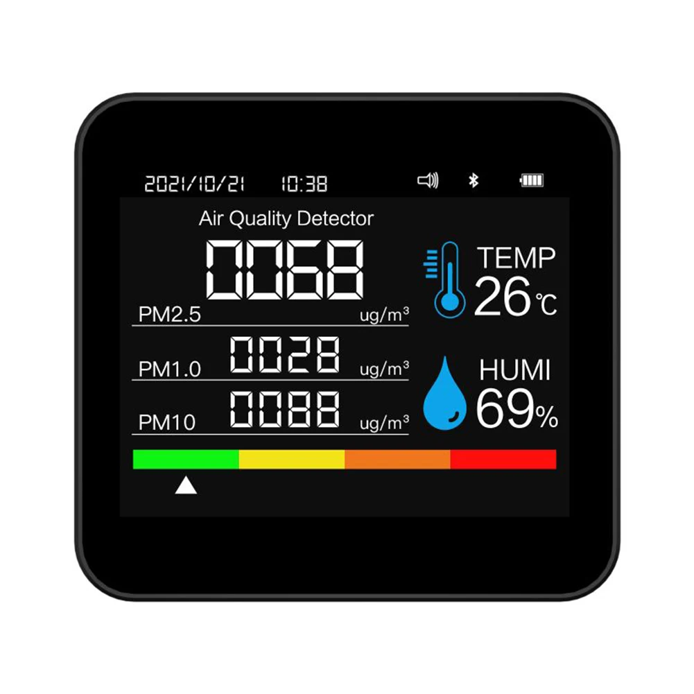 

9-in-1 BT Air Quality Monitor CO2 Flowmeter CO2detector PM2.5 Black Temperature Tester Portable Air Quality Monitor
