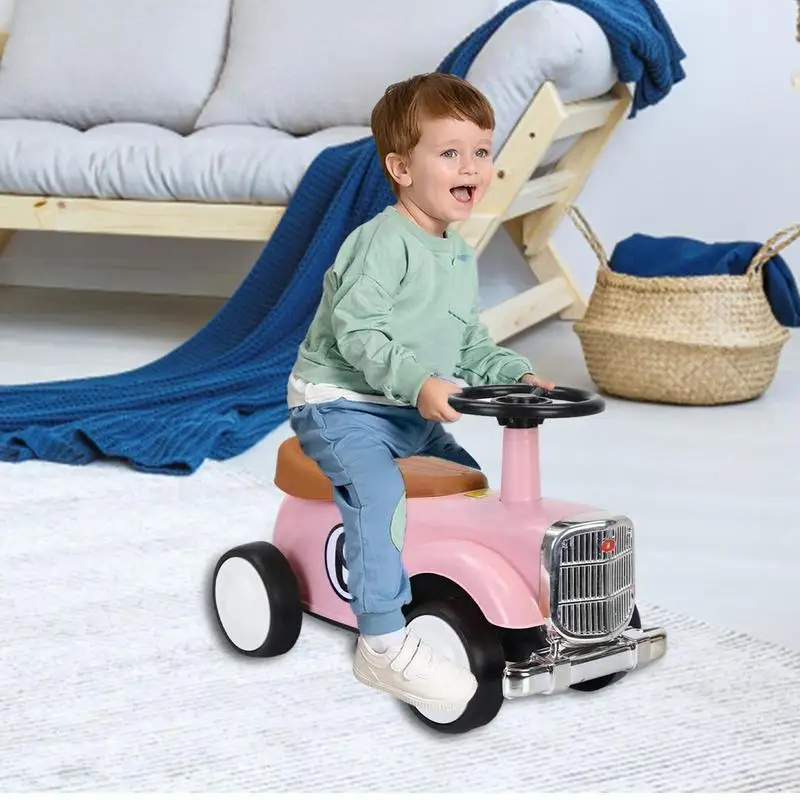 Kids Ride On Toys Retro Ride On Push Toy Car Steering Wheel Learning To Walk Toys Anti-Rollover Wheels