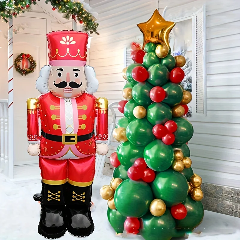 1 weihnachtlicher stehender 48-Zoll-Nussknacker-Ballon, rosa und rote Geburtstagsfeier-Atmosphären-Dekorationen, Event-Requisiten für drinnen und draußen – Detail 6
