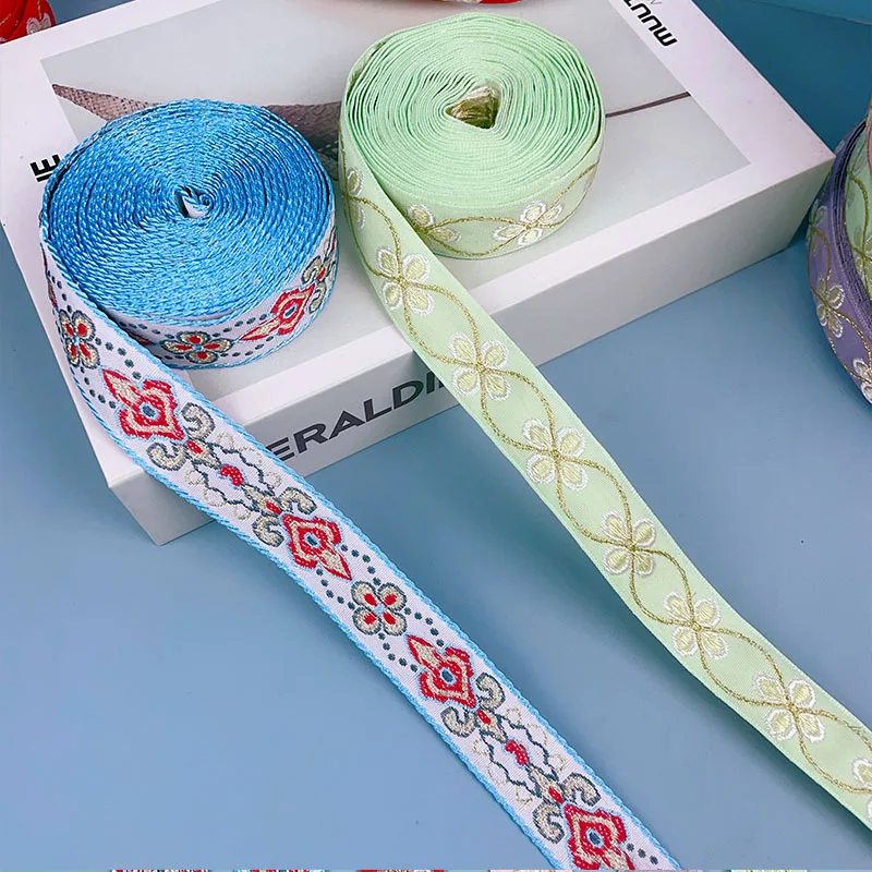 5 Yards 20mm Vintage Ethnic Embroidery Ribbon Lace Trim DIY Clothes Bag Accessories Embroidered Fabric