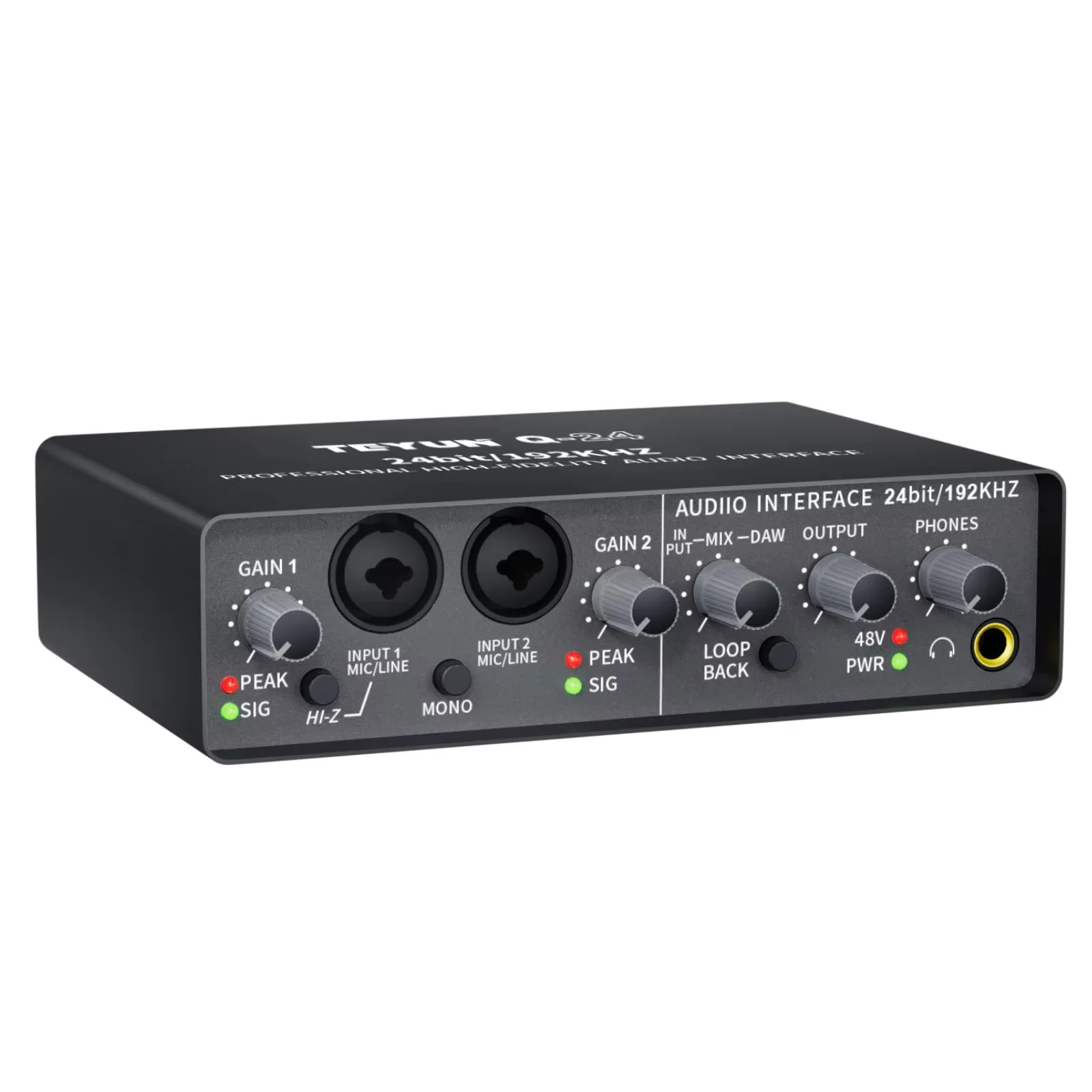 Teyun Q-24 interface de áudio profissional universal usb computador organizador placa de som com monitor guitarra elétrica gravação ao vivo