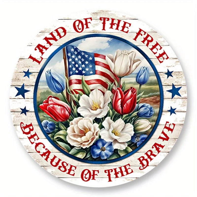

Патриотический знак из алюминия-Land Of The Free Wreath & Door Decor, прочный и универсальный винтажный домашний декор, комнатный декор, Настенный декор