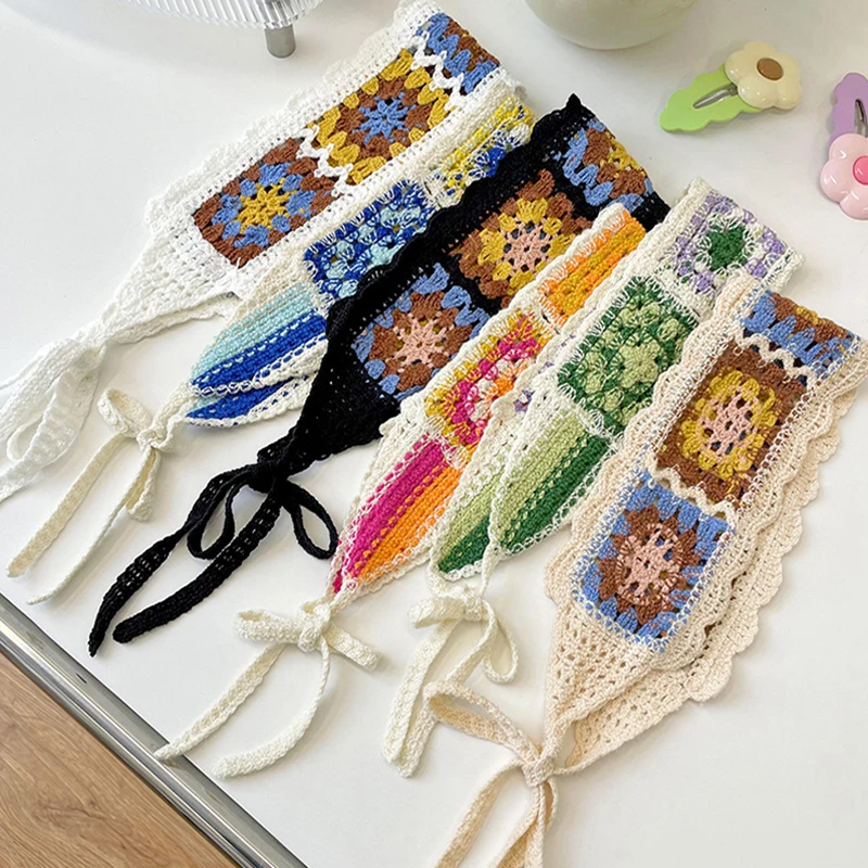 

Knitted Flower Headband Korean Fashion Hook Flower Hollowed Out Hair Band Women Adjustable Headwear Hair Accessories