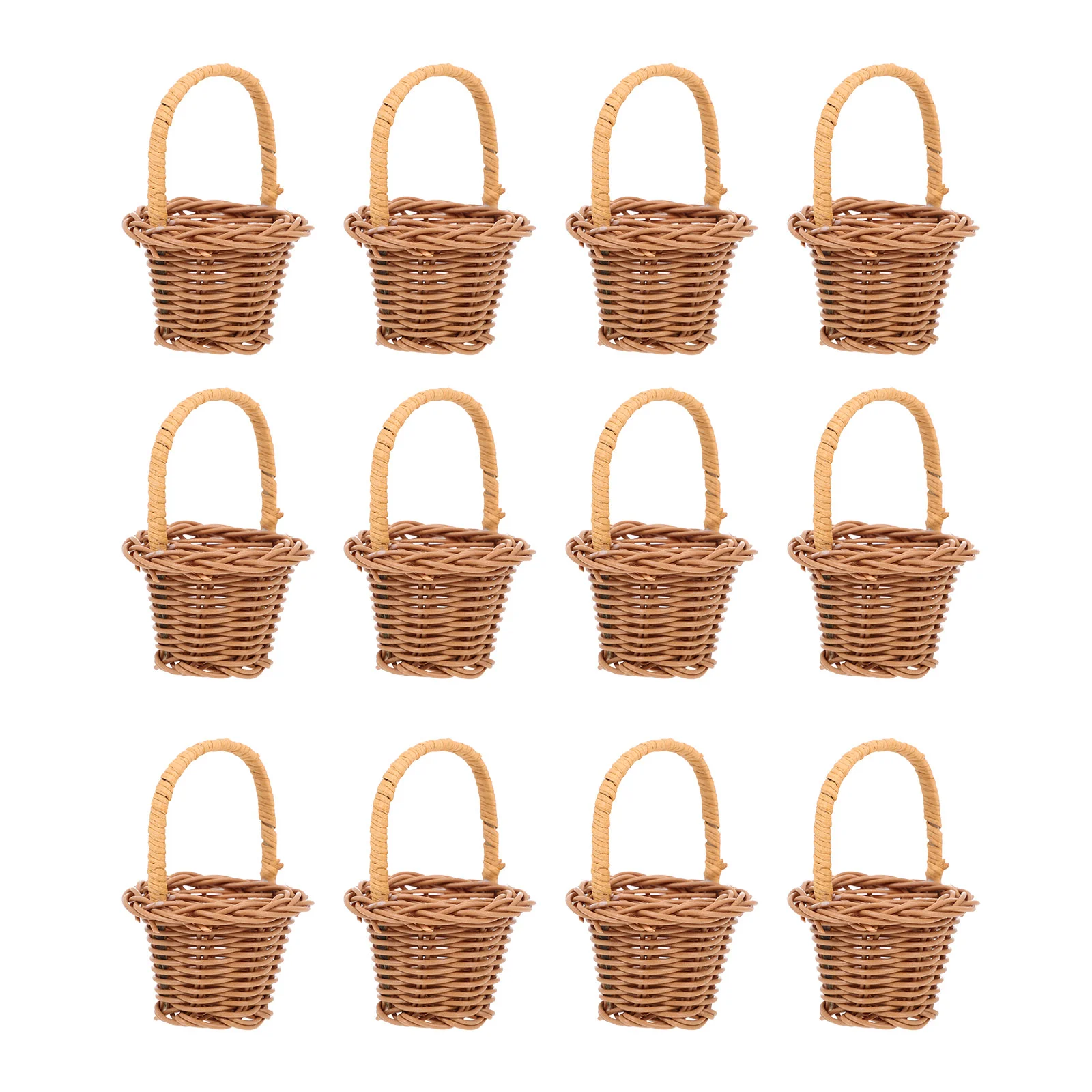 

16 Pcs Mini Flower Basket Decor Gift Packing Simple Wedding Rattan Home Holder Woven