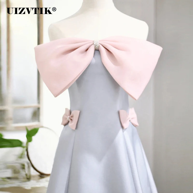 

Elegant Strapless Bow Evening Prom Dresses for Women Summer Sexy Long Party Birthday Ball Gown Dress Formal Vestidos