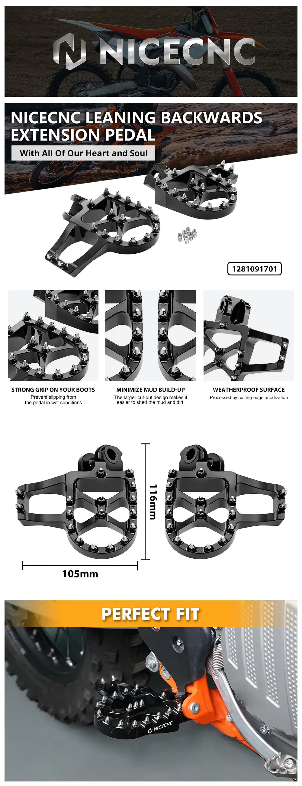 NICECNC Für Beta Xtrainer 300 2015–2025 RR300 RR250 2013–2019, Verlängerungsfußrasten, RR 350 RR 390 RR 450 RR 480 RR 498 2006–2019 – Detail 1