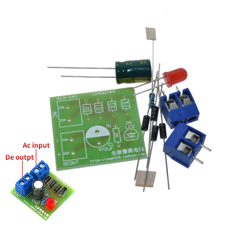 1N4007 Diy Kit IN4007 Bridge Rectifier AC DC Converter Full Wave