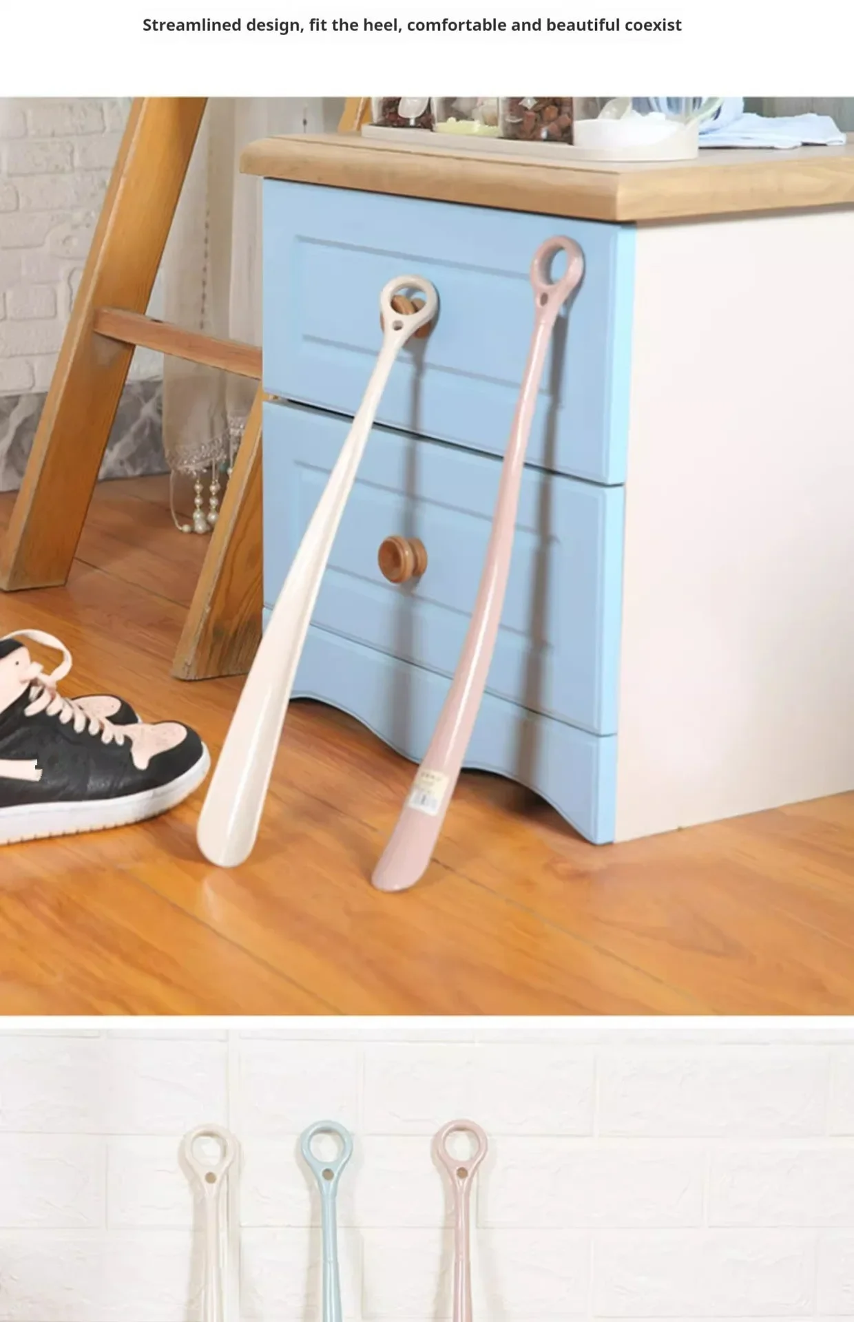 Langer 47cm Schuhlöffel mit Aufhängevorrichtung für Schwangere, Senioren und Menschen mit Langem Griff - Praktischer Schuhlöffel für Bequemes Anziehen – Detail 6