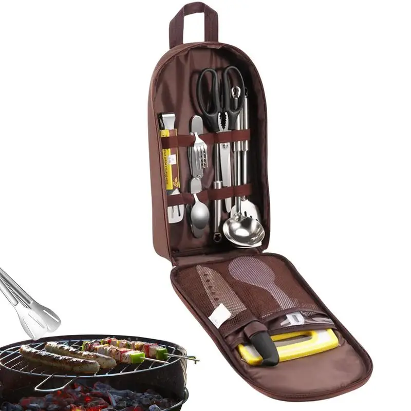 

Camping Utensil Bag Large Capacity Camp Kitchen Organizer Pouch Travel Camping Cookware Pouch Bag Outdoor Hiking Forks Spoons