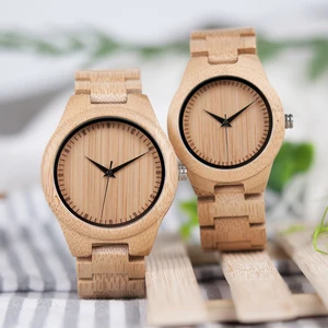 BOBO BIRD Bamboo Watch Men Women Quartz Wristwatches Casual Couple Wood Watches Clock Timepieces Anniversary Gift For Him Custom