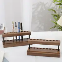 Walnut Wood Pen Holder With 9 Slots Multifunction Desk Organizer Phone Stand Display Case Storage Stand Office Decor 3