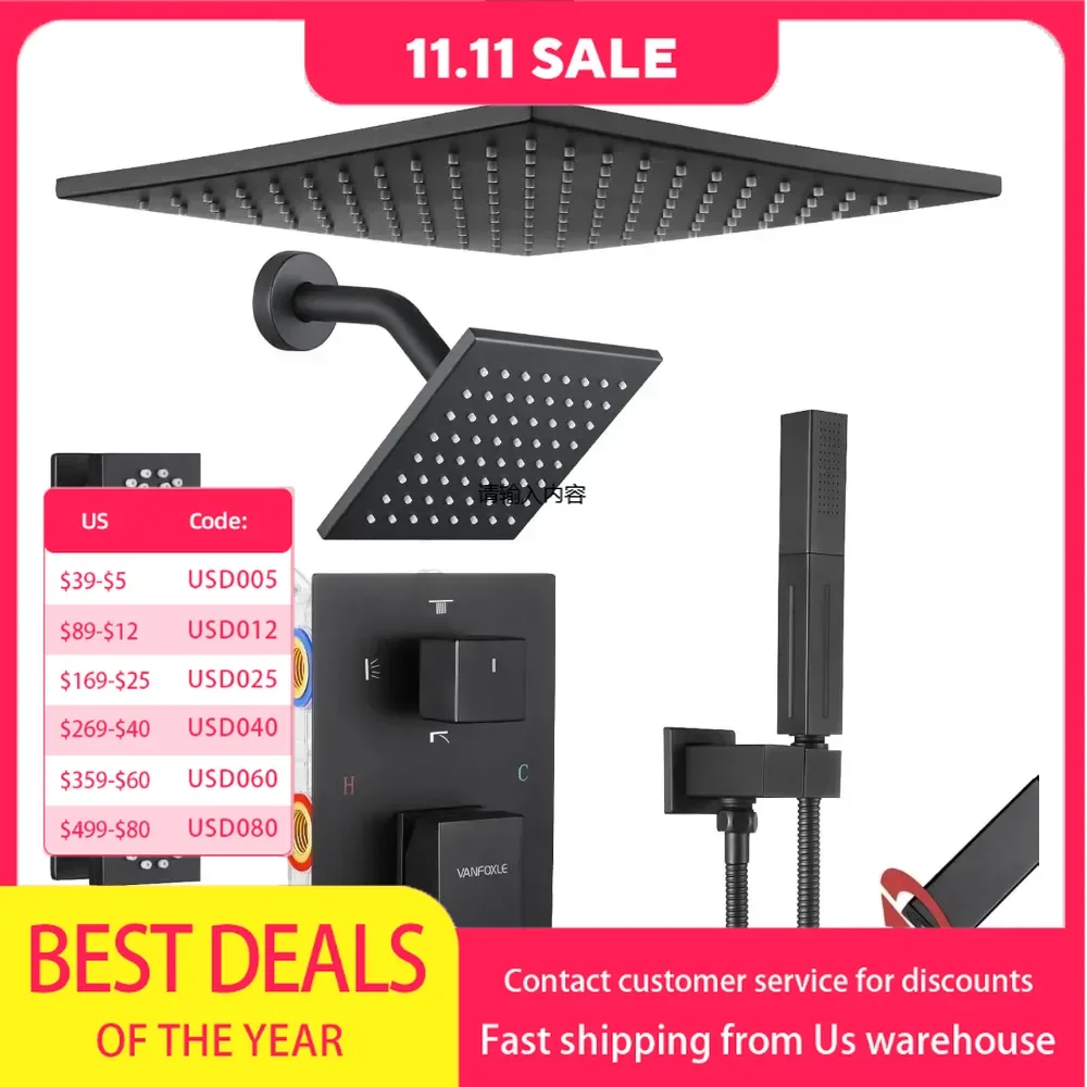 shower head， Shower Faucet Set Four Modes Shower Faucet with 2 in 1 Handheld,Ceiling Mount 10 Inch Head with 6 Inch