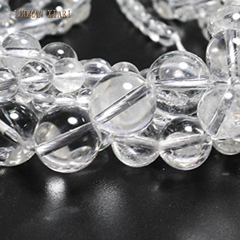 Quartz Stone Beads para Fazer Jóias, 100% Natural, Clear Rock, Pulseira e Colar DIY, Atacado, 4mm, 6mm, 8mm, 10mm, 12mm, 15,5 pol