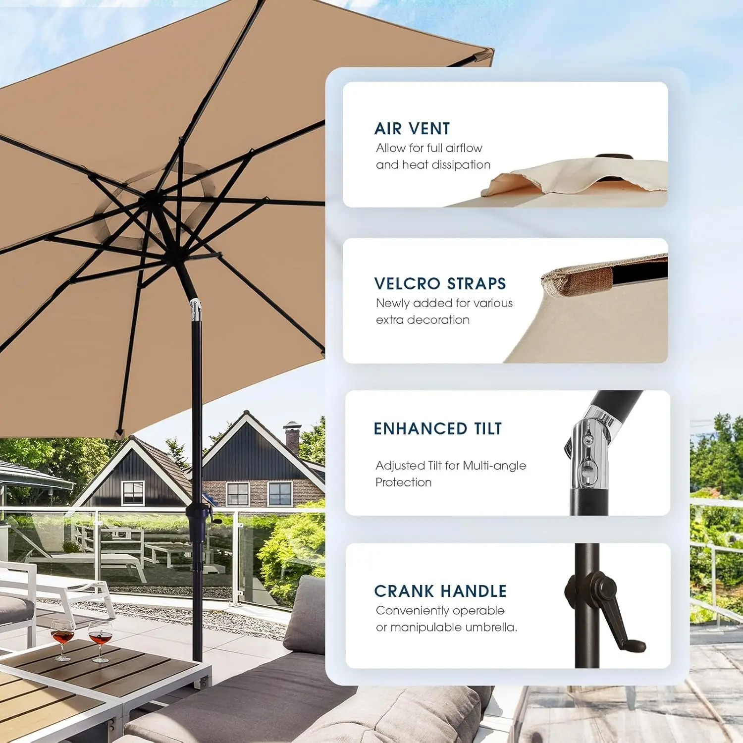 9FT Patio Umbrella Set 6