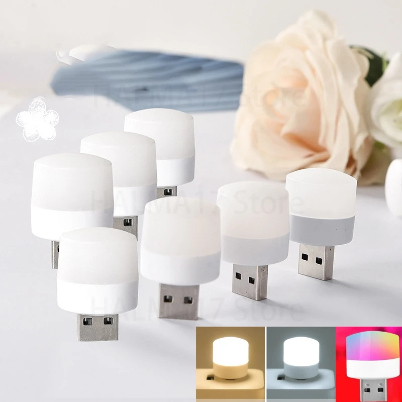 Colorful Book Lights Mini LED Night Light USB Plug Lamp Power Bank Charging Reading Eye Protection Bedroom Atmosphere J17