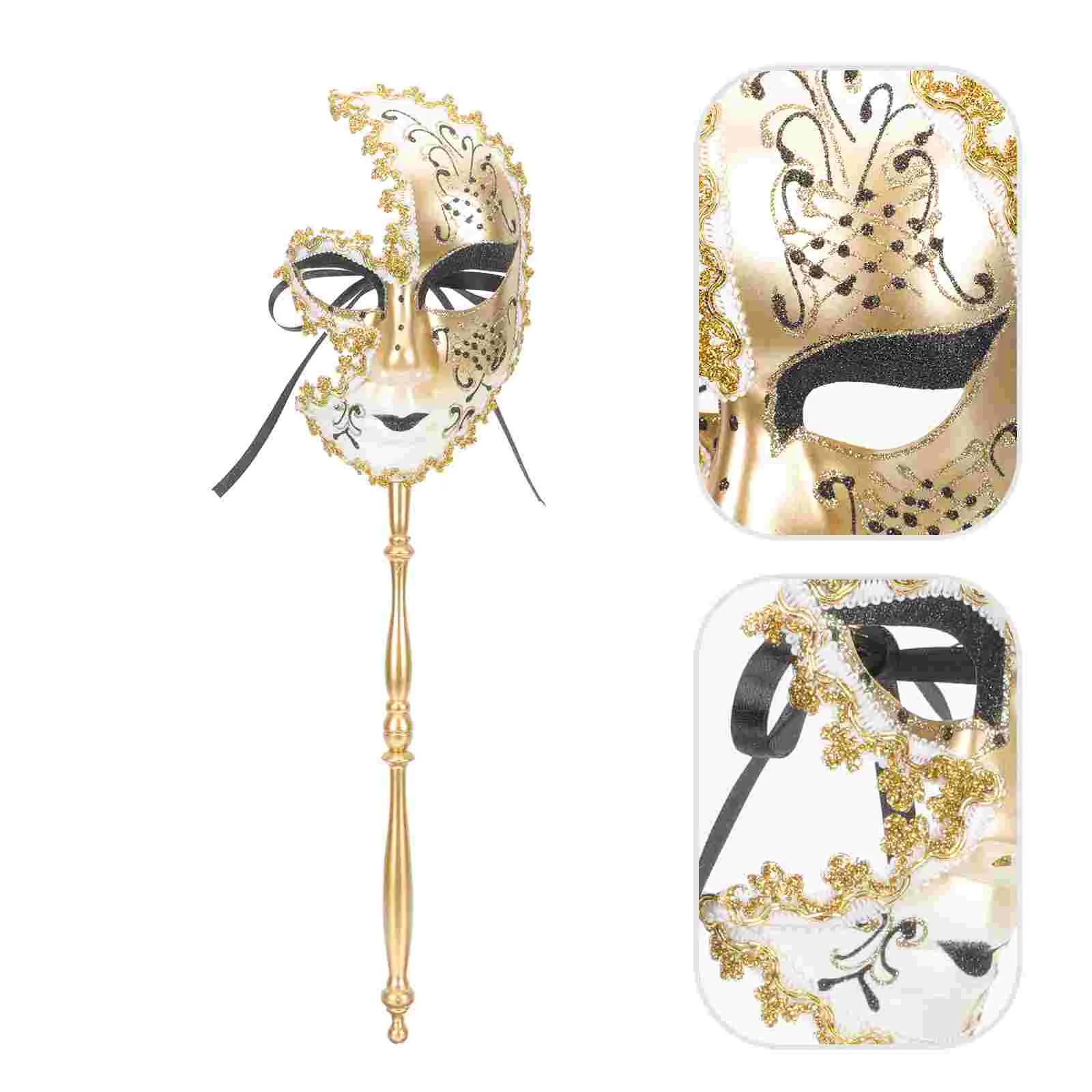 Venetian Mask Festival Accessory Party Accessories Cosplay Plastic Masquerade with Stick