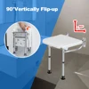 Folding Shower Bench Wall Mounted Flip-up Bath Seat Screw-in Bathroom Chair Stool with Non-slip Feet for Elderly Seniors Disable 2