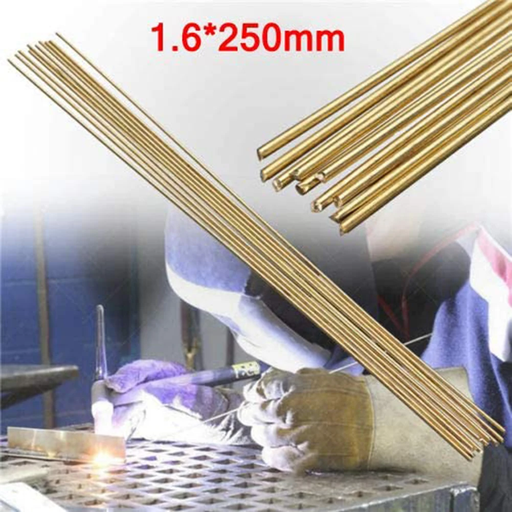10pcs 1.6x250mm Brass Rods Wires For Repair Welding Brazing Soldering Low Temperature Brass Welding Rod Welding Supplies