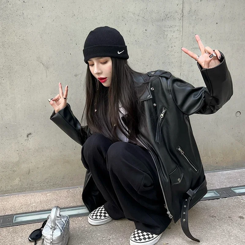 Fashion Korean Leather Jacket Women Clothing PU Leather Coats and Jackets Winter Jacket Women Leather Coat Chaqueta Mujer Zm1482