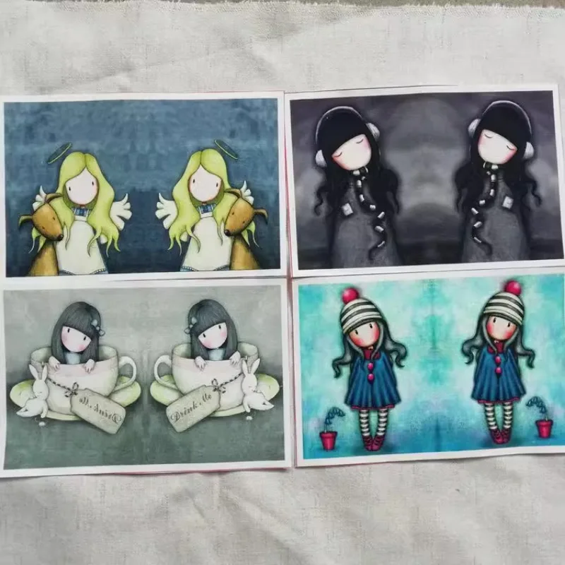 Cotton Canvas Fabric Lovely Girl Patchwork Cartoon 13X20.5cm For DIY Sewing & Quilting Purse Book Cover Home Decoration Material