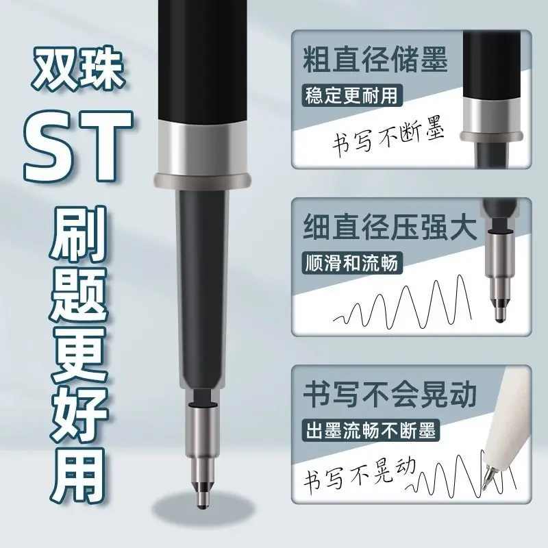 M&G 0.5mm Gel Pen Refill Quick-Drying Ink Black Red Compatible with Push-Button Gel Pens 10 per Bag