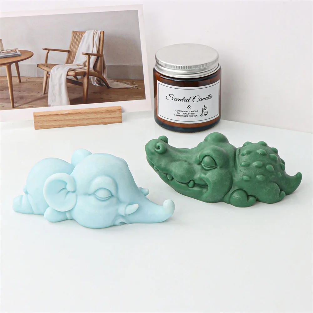 Cartoon Elephant Crocodile Candle Mold DIY Chocolate Handmade Soap