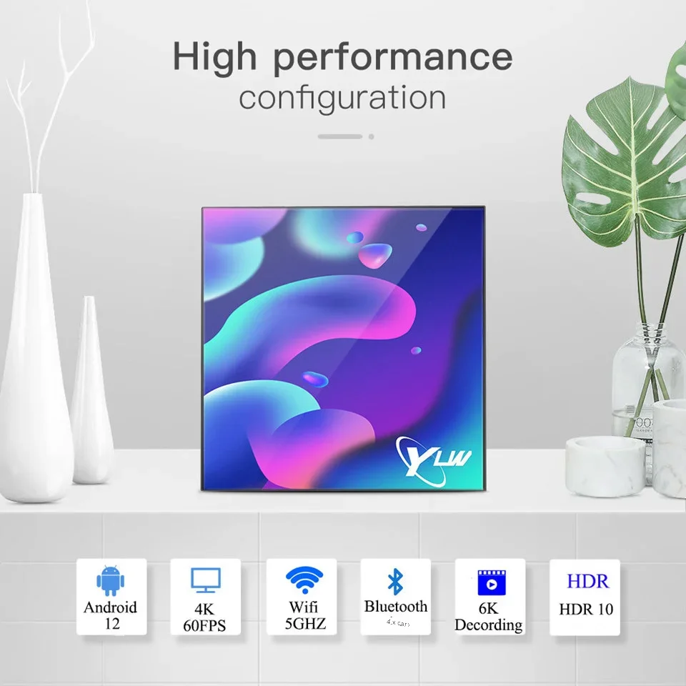 YLW Android 12 TV Box 2.4G/5G WiFi BT Allwinner H618 2G 16GB Media Player Support 6K Quad Core Set Top Box Smart TV