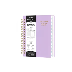 Premium A5 Spiral Planner with Monthly Index Tabs - Weekly & Monthly Organizer Notebook (PURPLE)