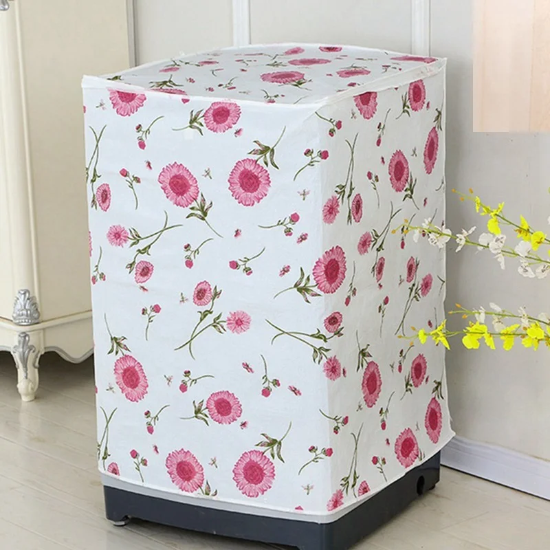 Washing Machine Cover Cartoon Waterproof Dryer Cover Sunscreen Passport Cover Coated Silver Protection Case Zippered Roller Dustproof