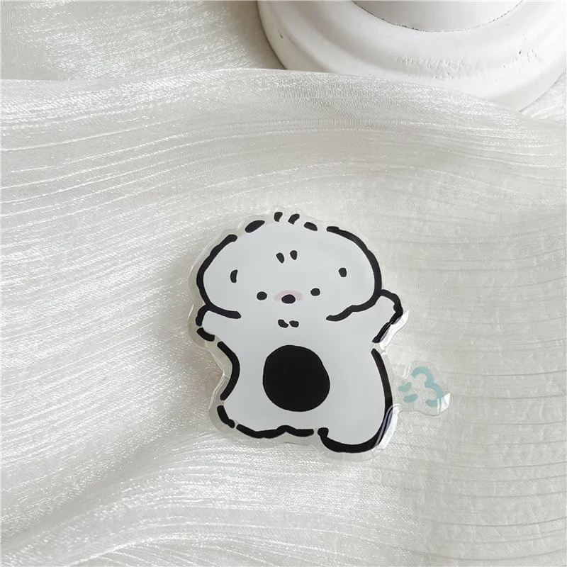 Adorable Quicksand Liquid Milk Tea Phone Holder with Puppy Poppings Design