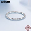 WOSTU Wedding Band Rings for Women 925 Sterling Silver AAA Zircon Stackable Engagement Crossed Rings Simple Jewelry Party Gift