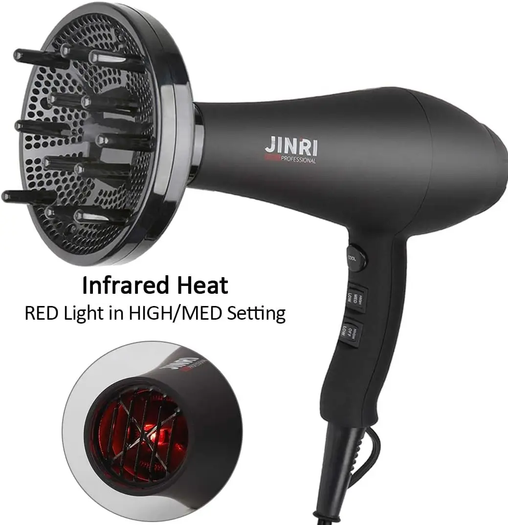 Dryer 1875W, Negative Ionic Fast Dry Low Noise Blow Dryer, Professional Salon Hair Dryers with Diffuser, Concentrator, Styl