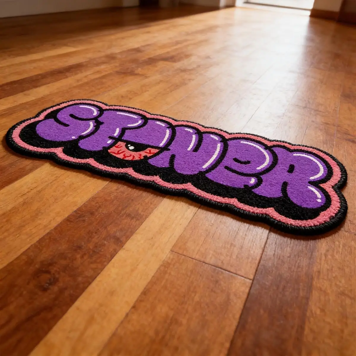 VIKAMA Fun Graffiti Letter Carpet, kreative Heimdekoration, flauschiger, weicher Teppich für Schlafzimmer, Wohnzimmer, Veranda, Badezimmer, Flur – Detail 5