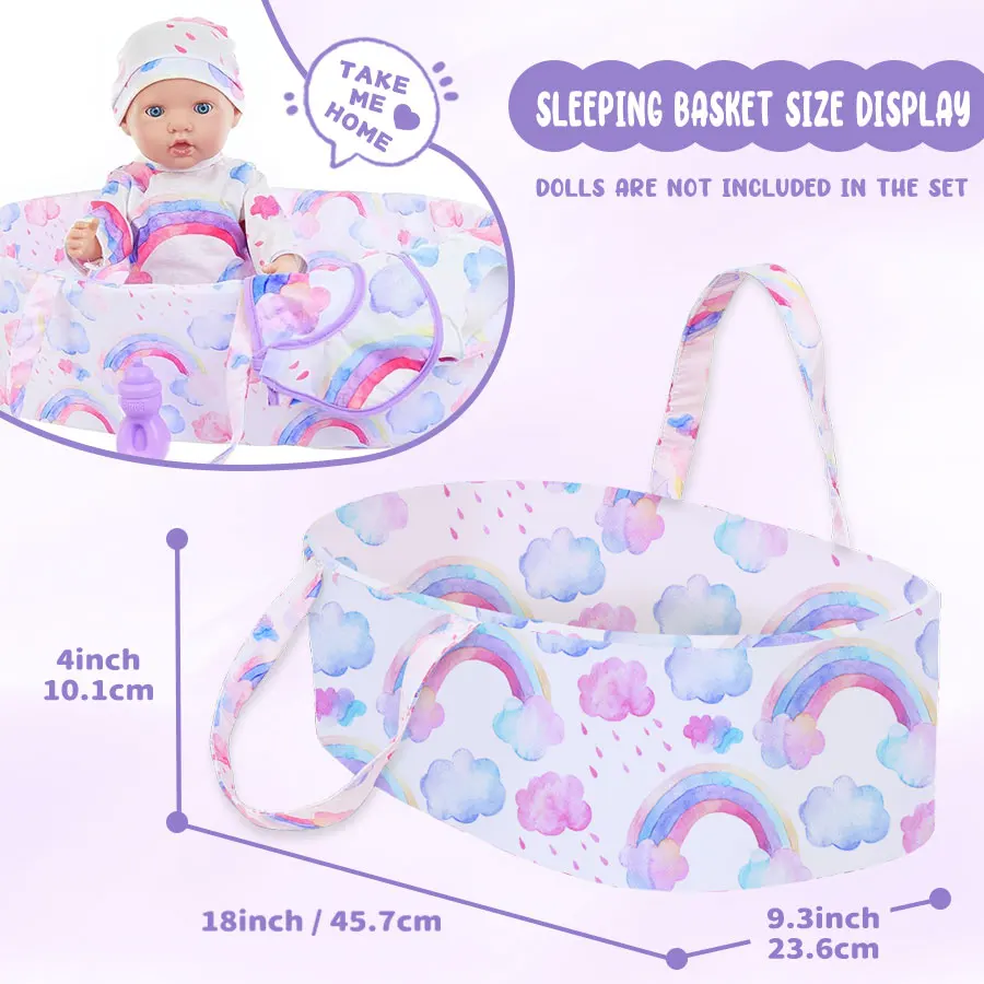 Fashion Doll Care Accessory Set for 14-18 Inch Baby Doll Outfit with Carrier, Pacifier, Bath Towel - 6