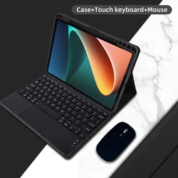 Versatile Bluetooth Keyboard Case with Pencil Holder for Xiaomi Pad 5/6 Series Tablets (Black D)
