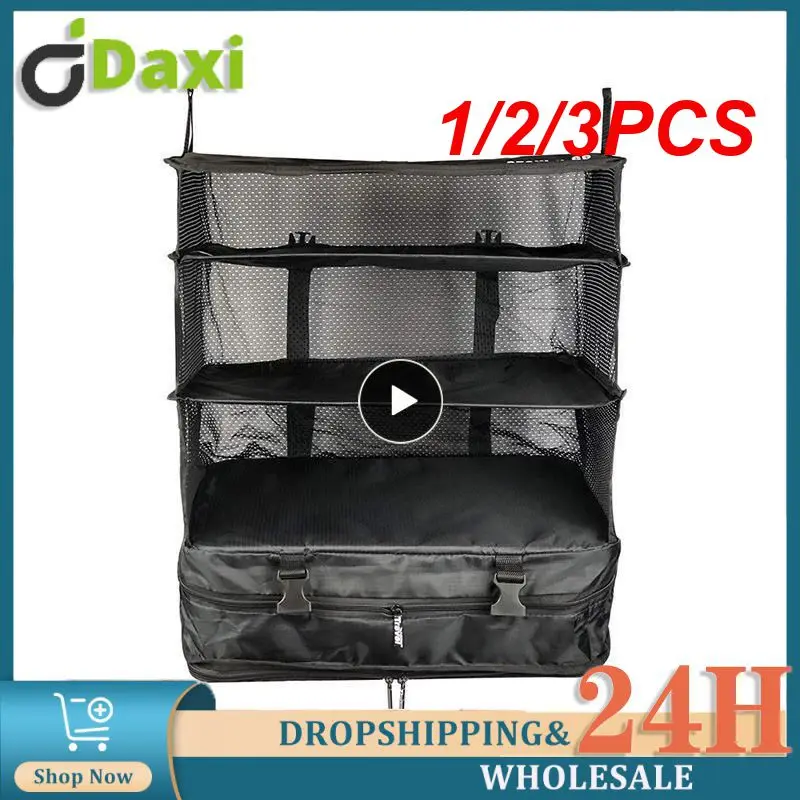 

1/2/3PCS Travel Luggage Organizer Portable Travel Shelves Bag 3-Shelf Suitcase Packing Cube Collapsible Hanging Closet Storage