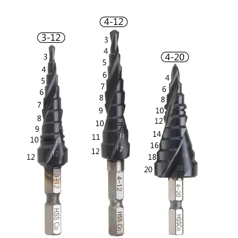HRC89 M35 Cobalt TiAIN Step Drill 3-12/4-12/4-20mm 1/4