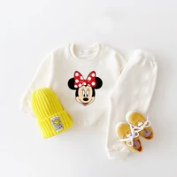 Minnie Long Sleeve Tracksuits For Girls Solid Color Tops+Sweatpants 2pcs/Set New Autumn Costume Toddler Fashion Casual Suits 2