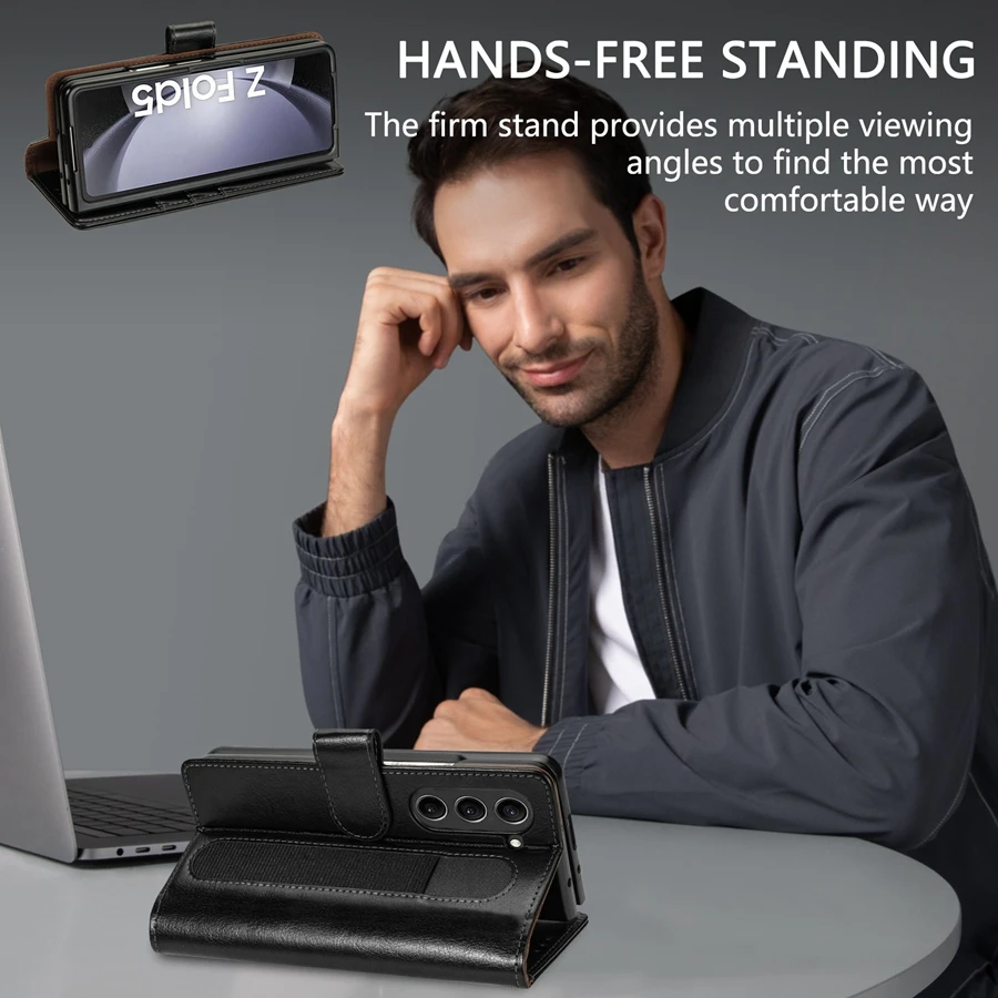 Luxury Wallet Card Holder Strong Magnetism Flip Leather Case For Samsung Galaxy Z Fold5 Z Flip5 Anti-drop Cover Z Fold 5 Flip 5