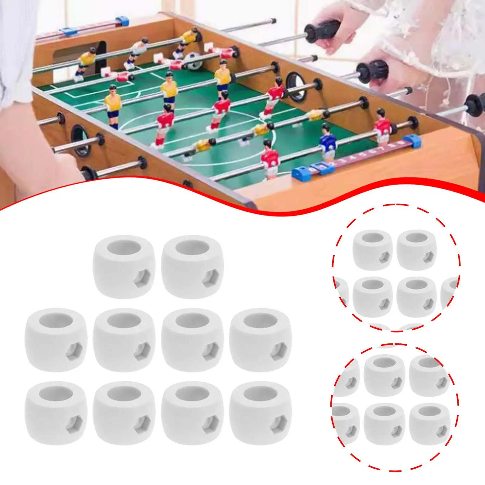 10x Table Football Goal Bar Stop Rings Game Parts Easy Install Plastic Bumper Precision Fit Tabletop Soccer Goal Rod Positioner