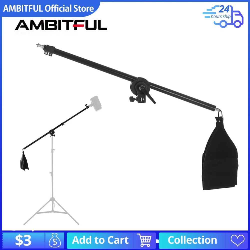 스튜디오 사진 텔레스코픽 붐 암 탑 라이트, 스피드라이트 미니 플래시 스트로브용 샌드백 포함, 75-140cm, 30 인치-55 인..