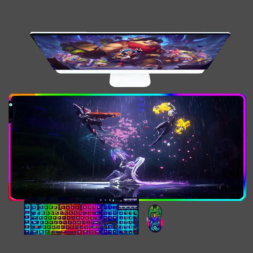 

VI League Of Legends LED XXL Mouse Pad Office Gamer Computer RGB Mousepad Gaming PC Accessories Tablet Keyboard for LOL Desk Mat