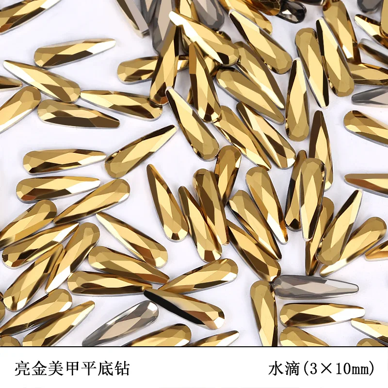 100/500 stücke Gold Hämatit Boutique flachen Boden Nail Art Strass Glas Kristall 3D Nagel Dekoration mehrere Formen Großhandel – Detail 7
