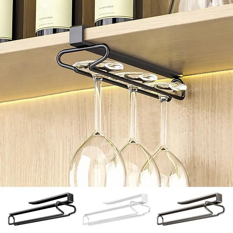 Wine Glass Holder Under Cabinet Under Counter Wine Glass Holder Storage Hanger Drying Rack For Shelf Kitchen