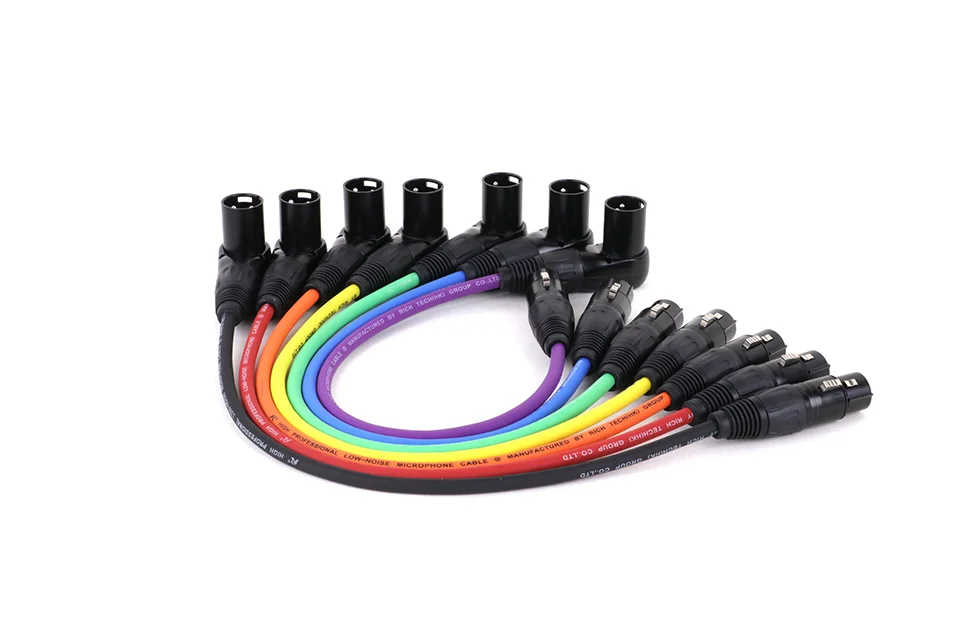 5-poliger auf 3-poliger XLR-Kabeladapter, 3-poliger 90-Grad-Stecker auf 5-polige gerade Buchse, symmetrisches buntes Kabel, rechtwinkliges XLR-Kabel – Detail 8