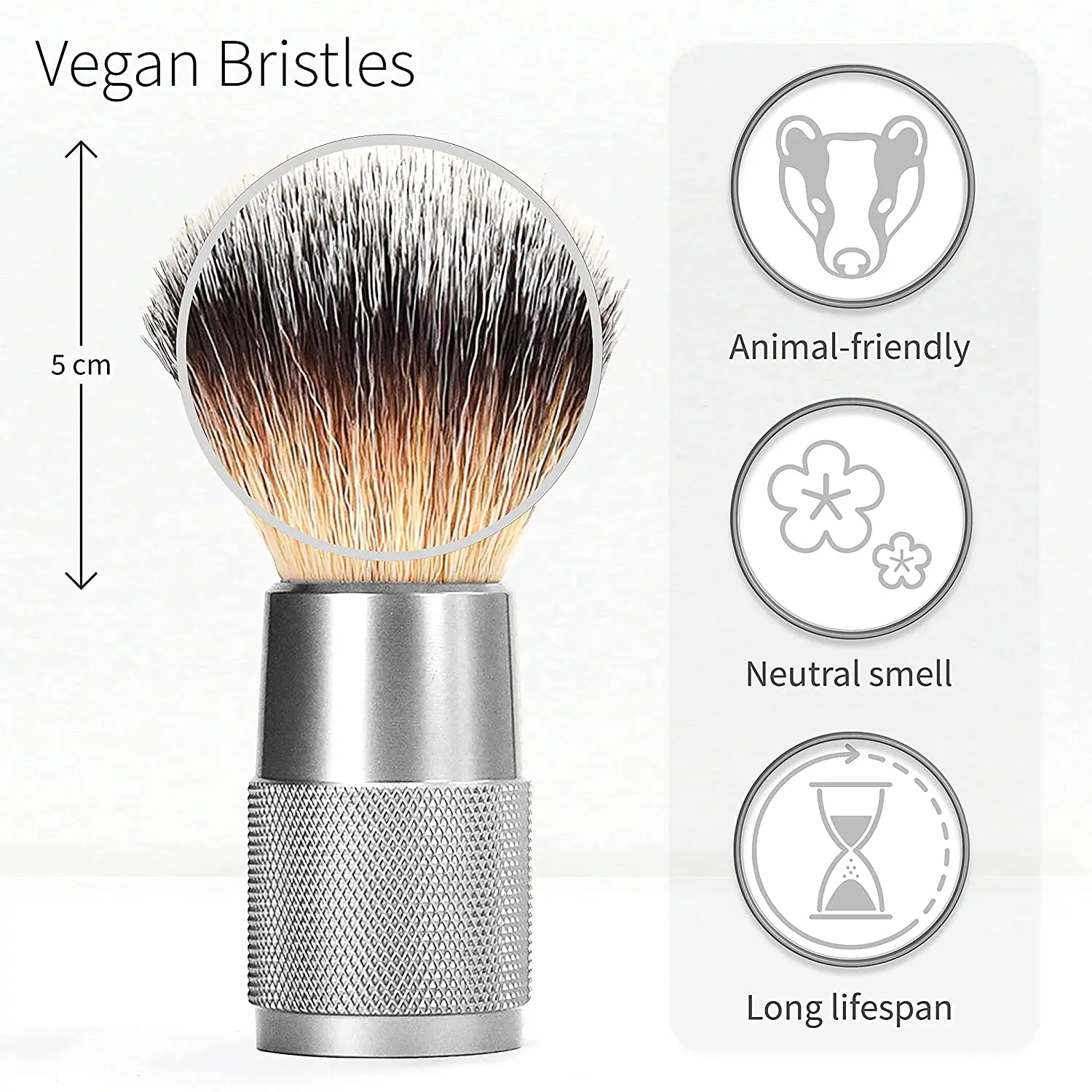 Shaving Brush Imitation Badger Hair Vegan Synthetic Travel Waste Free