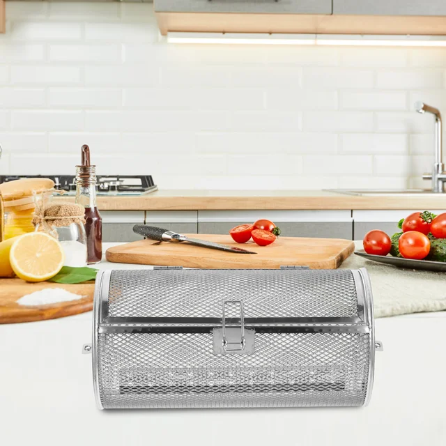 Kosárrács Rotisserie Acél Rozsdamentes Ketrec Sütő Grillezés Bbq Drum Air Rolling Kosarak Ketrecek Forgó Sütés - Image 4